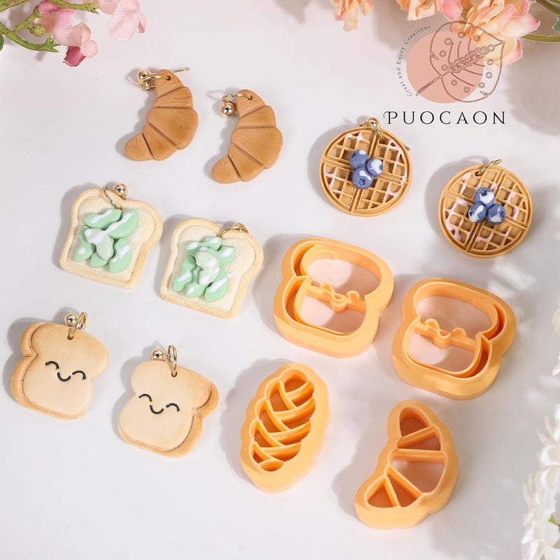 Puocaon Bread Polymer Clay Cutters - 11 Pcs Bakery Cutters for Polymer Clay Jewelry, Dessert Breakfast Theme Cutter Earring Making Kit for Earring Making - Image 4